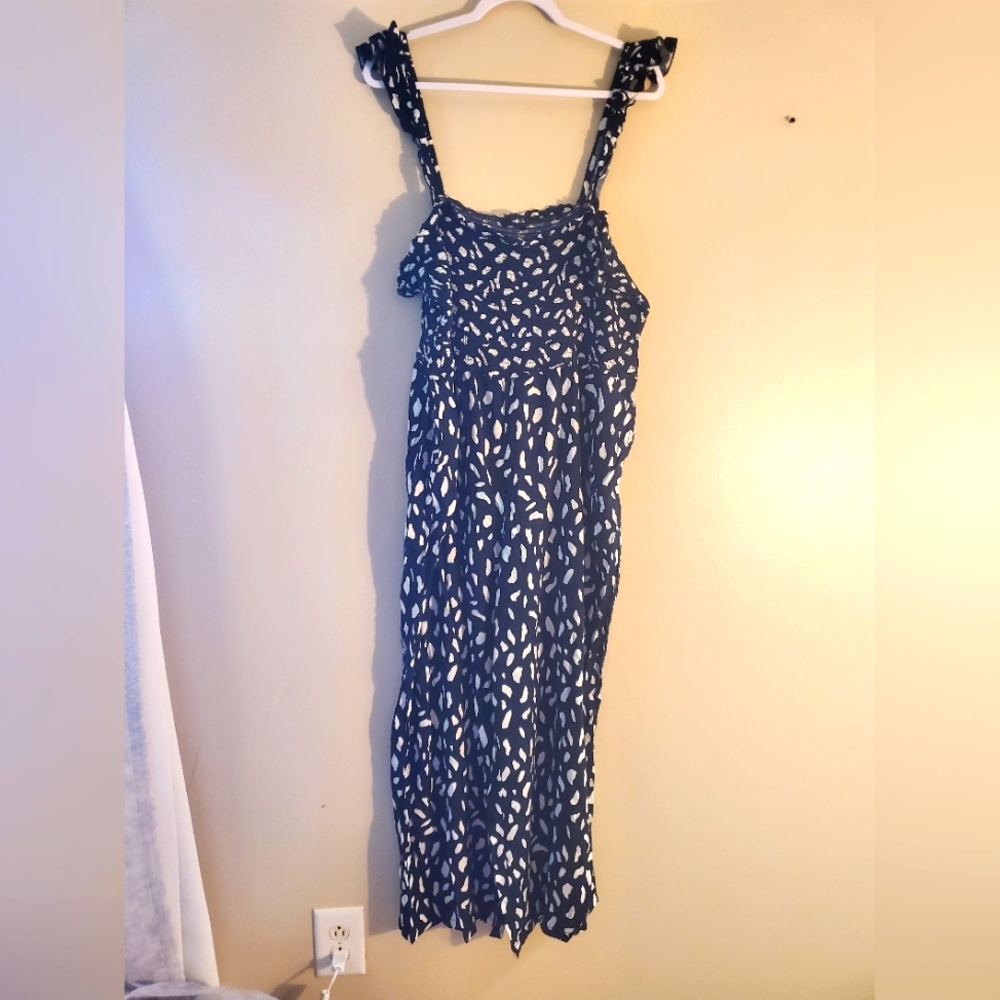 Ellos Black and White Ruffle Sleeve Jumpsuit Size 18/20